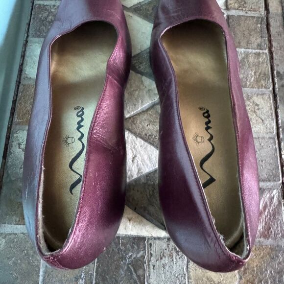 Nina Vintage Ruby Red Leather Block Heel Pumps 8.5 - Picture 2 of 7